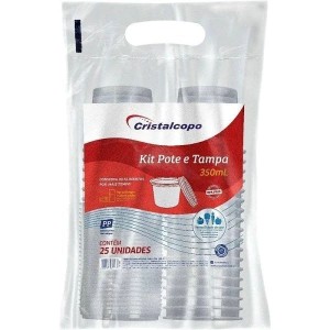 POTE REDONDO 350 ML – KIT COM POTE E TAMPA – C/25 UNIDADES