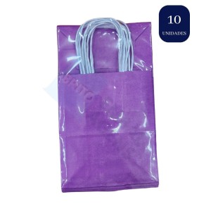 SACOLA DE PAPEL 14X08X16 PACOTE COM 10 UNIDADES VARIAS CORES